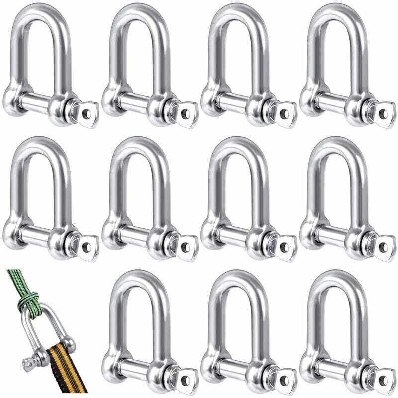 12 Stück D-Schäkel aus Edelstahl für Bergsteigen/Wandern/Ankerkette/Segel, aus 304 Edelstahl, Schäkel aus Edelstahl mit ...