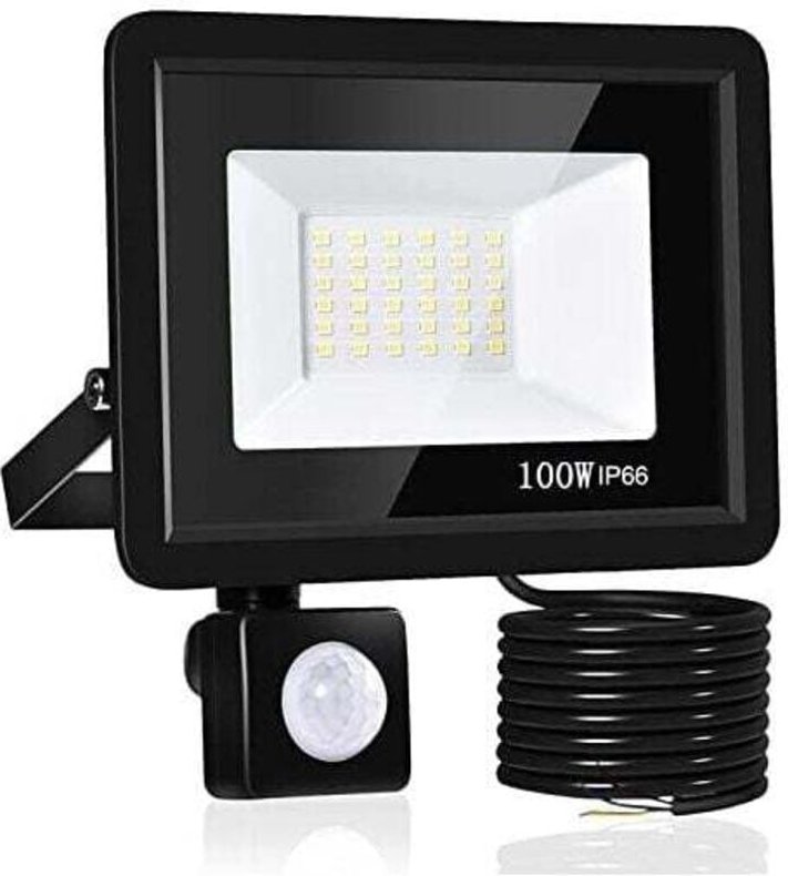 Thumbnail - LED-Flutlicht – LED-Flutlicht für den Außenbereich mit Bewegungsmelder – 10000 lm, 100 w, Kaltweiß 6500 k, IP66 wasserdi...