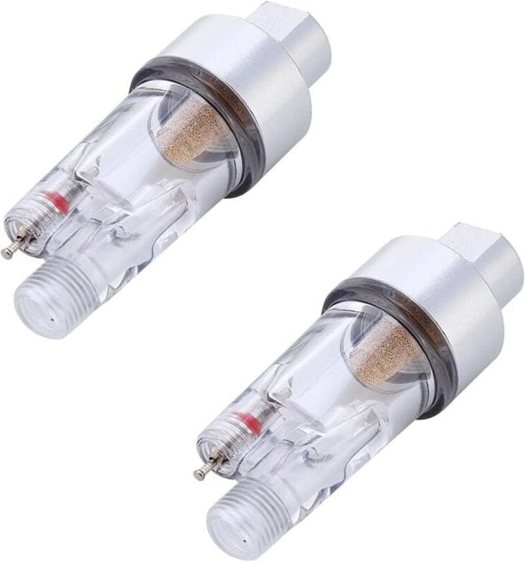 Csparkv - 2 Stück Airbrush-Wasserfalle, Mini-Inline-Luftfilter 1/8 Zoll Schlauchanschluss Feuchtigkeit für Airbrush-Pist...