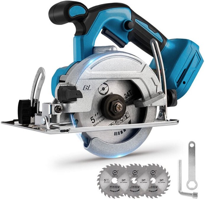 Akku Kreissäge-ONEVAN 1000W 125mm Handkreissäge für Makita 18V Akku - mit 3 Sägeblättern(ohne Batterie)