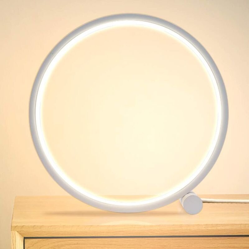 LED-Tischlampe für Schlafzimmer, kreisförmige Schreibtischlampe aus Acryl für Wohnzimmer, Nachttischlampe, dimmbar, warm...