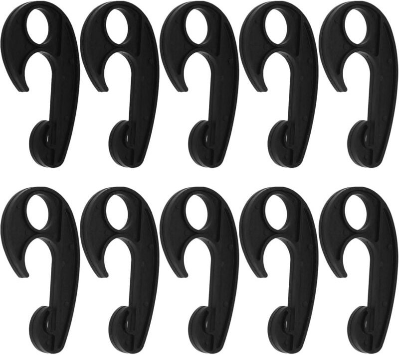 Set mit 10 schwarzen Kunststoffhaken für Autoplanen, Gepäcknetze, Spannnetze und LKW-Lagergestelle