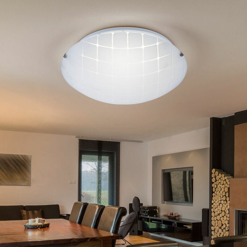 Globo - Deckenlampe Deckenleuchte Wohnzimmerleuchte Flurlampe Schlafzimmerlampe, Chrom Glas opal, led 8W 600Lm warmweiß,...