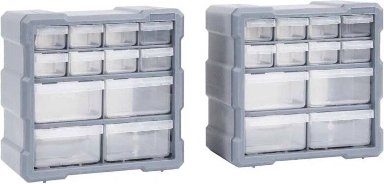 Multi-Schubladen-Organizer 2 Stk. 12 Schubladen 26,5x16x26 cm Vidaxl