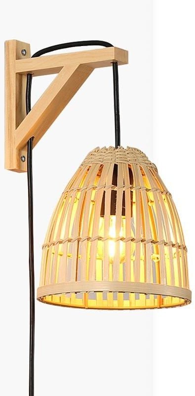 Barcelona Led - Wandleuchte mit Bambus-Schirm 'cesta'