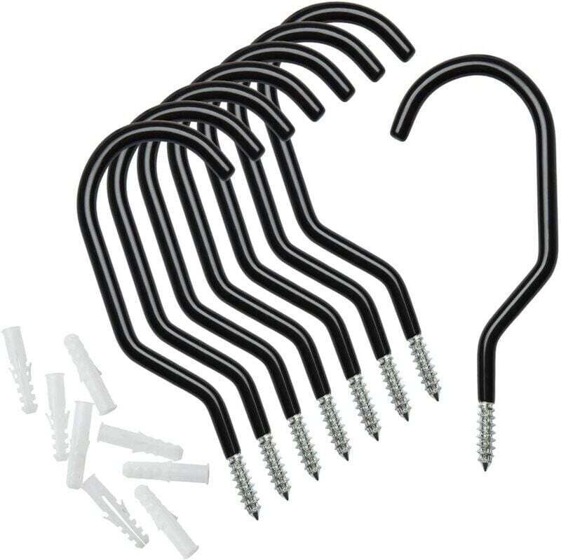 8er-Pack gummierte Fahrradhaken für Decke, Garage, Wand und Dach, Mehrzweck-Werkzeughaken (Schwarz)