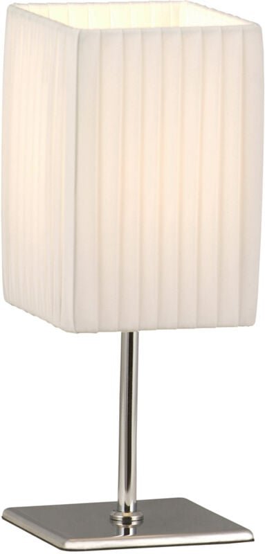 Tischleuchte bailey Silber Chrom mit Plissee Stoffschirm Weiß, Höhe 26cm
