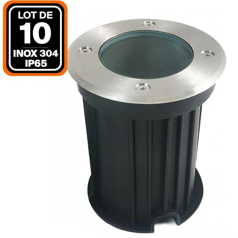 Europalamp - 10er-Pack Bodeneinbaustrahler Rund Edelstahl 304 Etern IP65 GU10