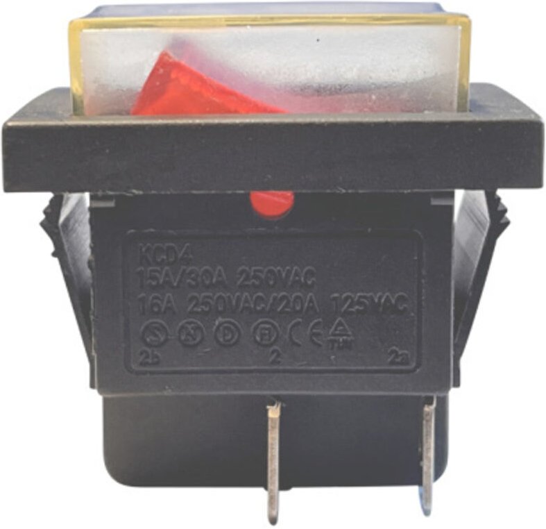 KCD4 Wippschalter 250V 30A Kippschalter Rot mit Abdeckung Schalter
