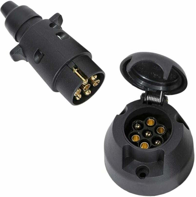 7-poliger Stecker und 7-polige Buchse für Anhängerkupplung, wasserdichter 12-V-Stecker, geeignet für LKW, Wohnmobil, PKW...