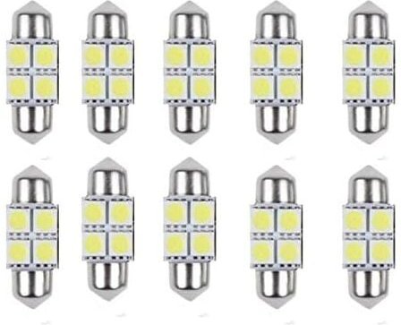 10 Stück 31 mm 5050 led Soffittenlampe Innenbeleuchtung 4 SMD-Glühbirnen Weiße Kuppel Autolicht Autohaube