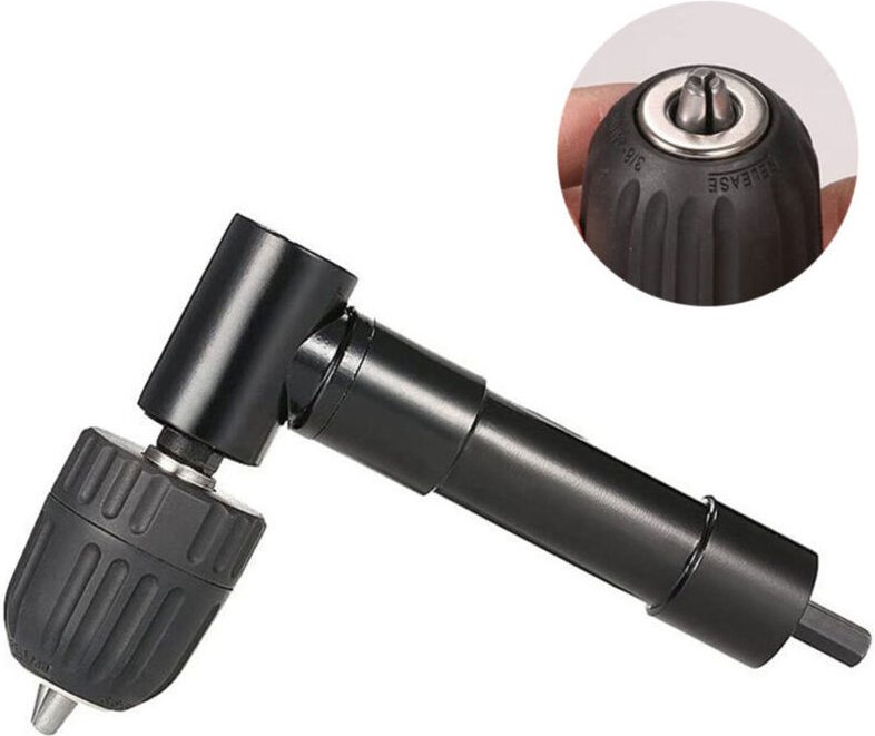 90°-Winkelbohrfutter mit Selbstspannung, Schnellspannbohrfutter, Schraubendreherbit, Winkelaufsatz, Bohreradapter, Winke...
