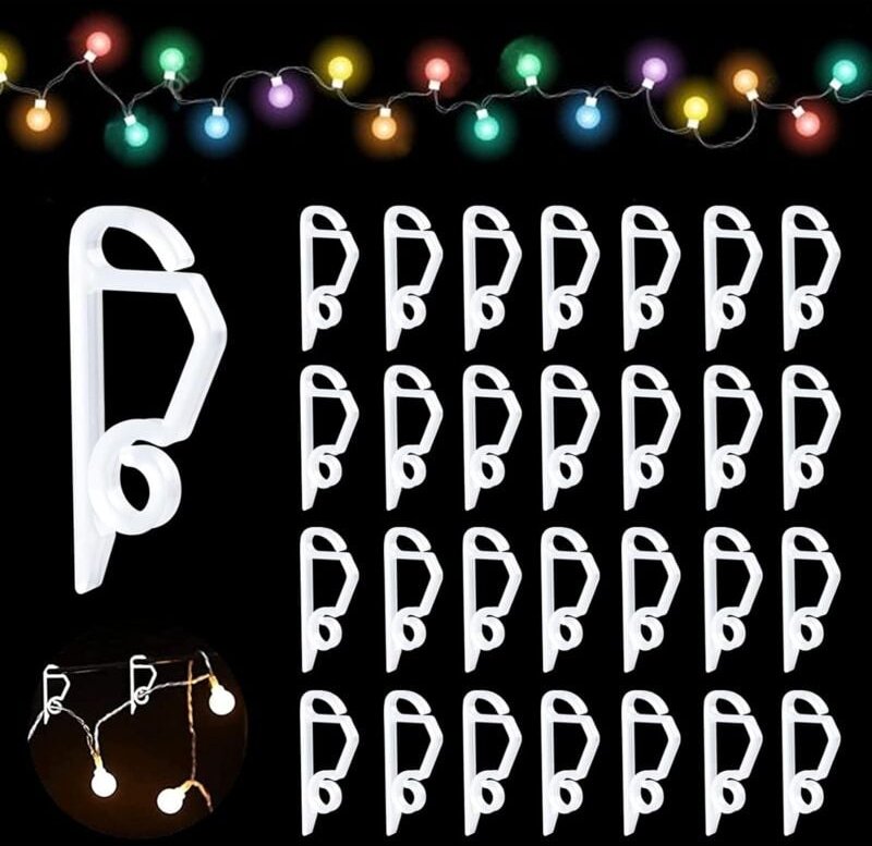 Linghhang - 100 Stück Dachrinnenhaken, Girlandenhaken zum Aufhängen von Weihnachtsgirlanden an Dachrinnen, Haken für Wei...