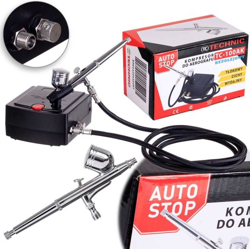 Airbrush Kompressor Set Airbrush 0,3mm Schlauch Auto Stop Leise