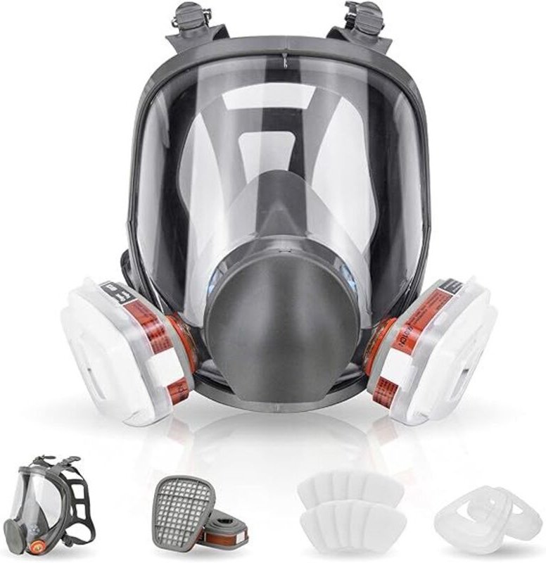 Gasmaske, Anti-Staubmaske, Schutzmaske, wiederverwendbare Vollgesichts-Atemschutzmaske mit Filtern, ideale Maske zum Pol...