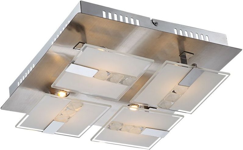 Deckenleuchte Glas Modern Wohnzimmerleuchte Decke Deckenlampe chrom, teilsatiniert, Metall, 4x led 4,5W 382Lm warmweiß, ...