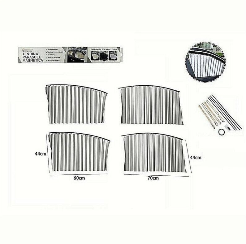 Trade Shop Traesio - Trade Shop - Kit 4-teilig Sonnenschutz Markise Schutz vor Sonne UV-Strahlen magnetisch Auto grau 70...