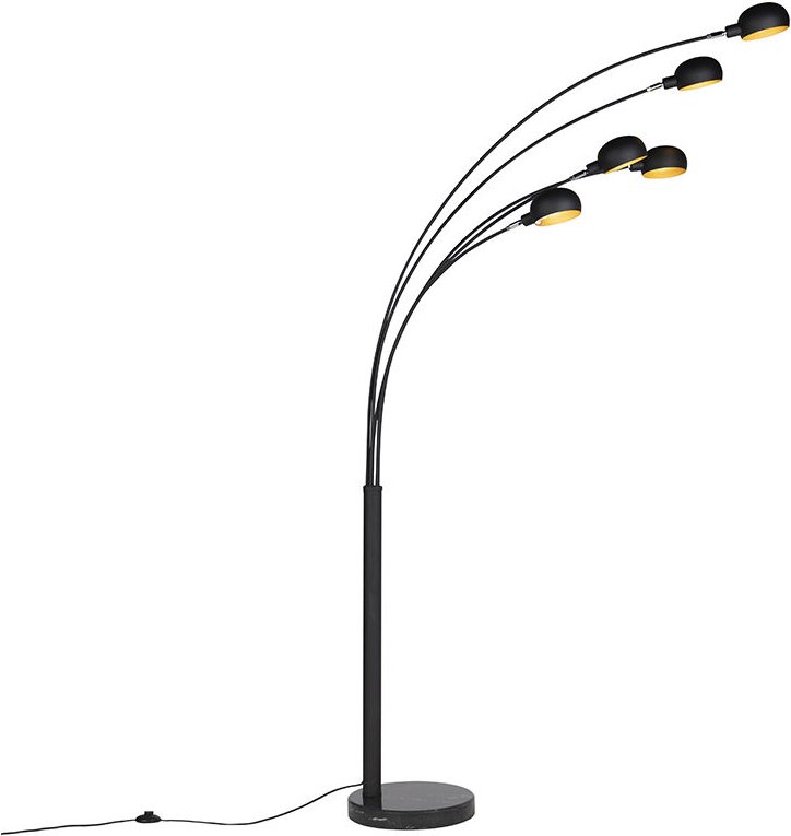 Thumbnail - Design Stehleuchte schwarz 5-Licht - Sixties Marmo