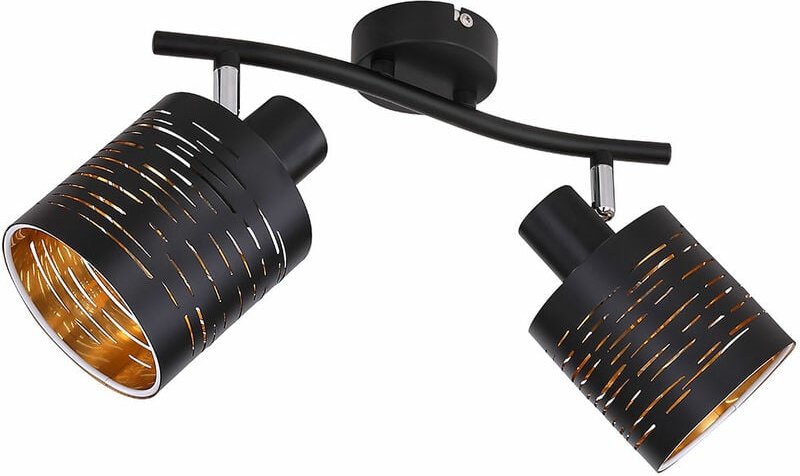 Decken Leuchte Dekor Stanzungen Strahler schwarz gold Spot Lampe im Set inkl. led Leuchtmittel