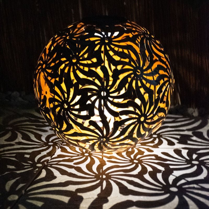 Solarleuchte Erdspieß Kugelleuchte Solar Stecklampe antik gold, Lichteffekt, Metall, led warmweiß, DxH 26x37 cm