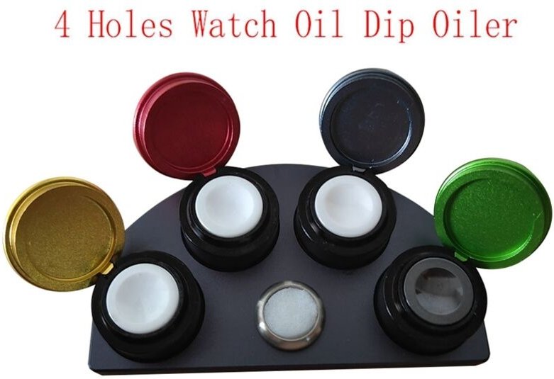 Uhrenreparaturwerkzeug – Ölbecherständer aus Guss für Öle, Uhrmacher und Reparaturen – 4-Loch-Tauchöler