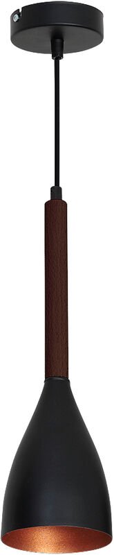 Hängelampe Metall Holz Ø 11 cm schmal E27 elegante Pendelleuchte Küche Esstisch