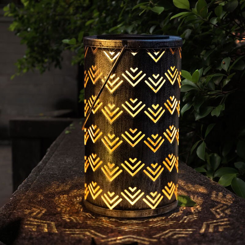 Thumbnail - Solarleuchte Laterne Solarlaterne silber antik Außenleuchte Laterne Lichteffekt, Dekorstanzungen, Metall, 1x led 0,06W w...