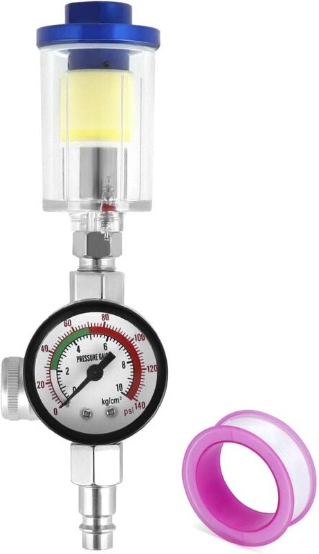 Luftdruckregler für Farbspritzpistolen + Öl-Wasserabscheider-Filter + 1/4-Zoll-Standardgewinde, max. 140 psi