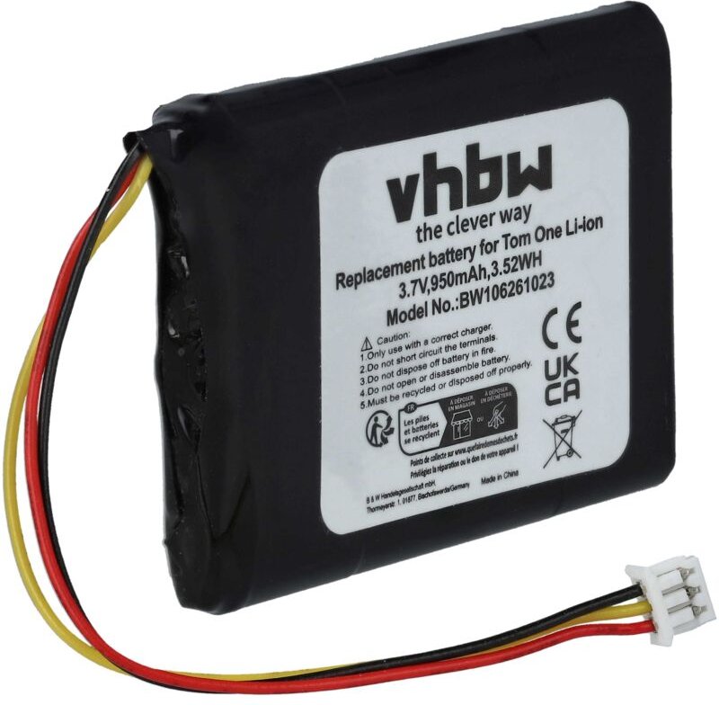 Vhbw - 1x Akku kompatibel mit TomTom One iq Routes, Europe v3, NVT2B225, iq, iq V5, Europe V2 gps Navigation Navi (950 m...