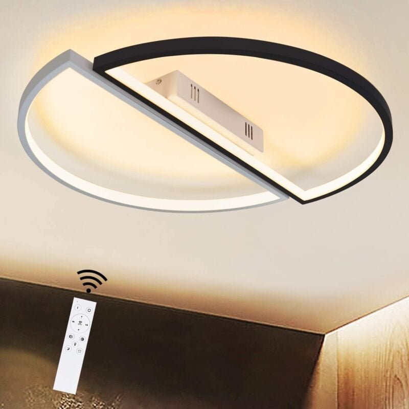 Led Deckenleuchte Gbly Deckenlampe Wohnzimmer - Deckenleuchte Dimmbar mit Fernbedienung Schlafzimmer Modern Schwarz Weiß...