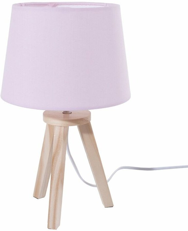 Atmosphera - Nachttischlampe für Kinderzimmer oder Schlafzimmer 31 cm rosa Holz und Stoff