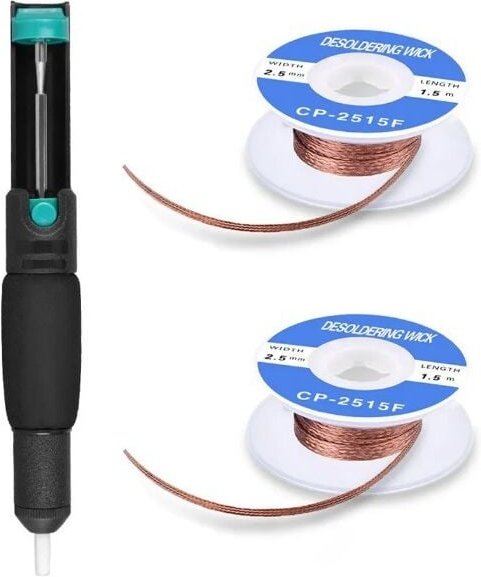 Lötlitze, Entlötwerkzeug, 21 cm lang, 2 Litzen und 1 Entlötpumpe. Entlötwerkzeuge, Entlötlitzen, zum Entfernen von Lötzi...