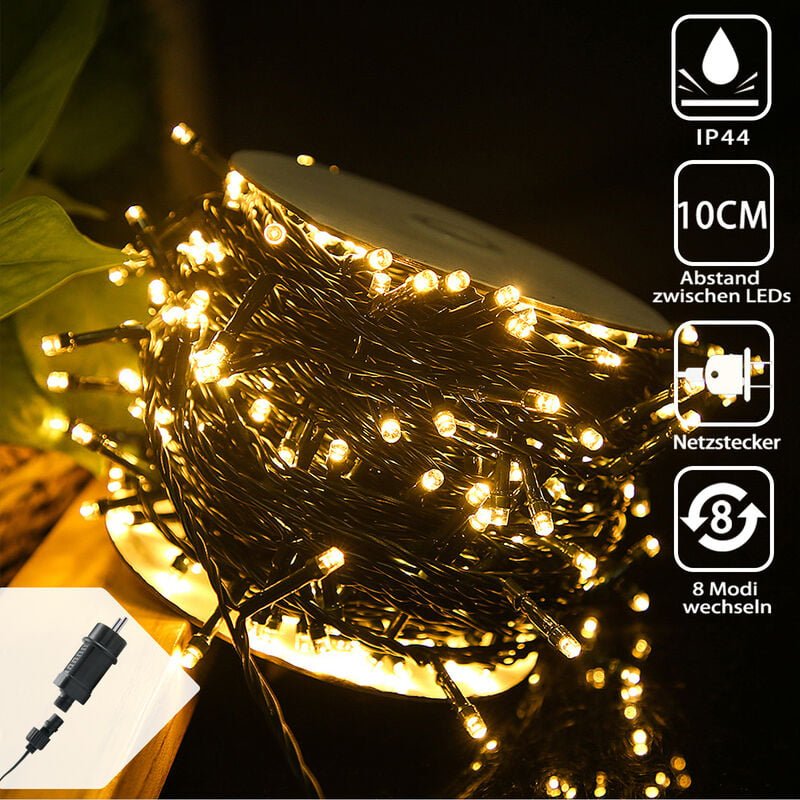 100m 1000 led Lichterkette Außen Innen Dekoration für Weihnachten, Ostern, Halloween, Hochzeit, Party, mit 8 Leuchtmodi,...
