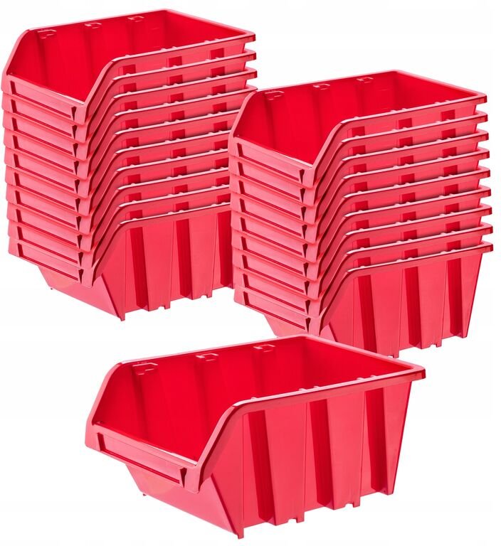 Werkstatt-Stapelkiste, aus pp Kunststoff, Rot, 10 Stück, 290 x 200 mm - Kadax