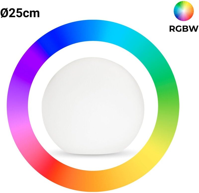 Tisch- oder Stehlampe Kugel außen - RGBW - 1W - Ø25cm -