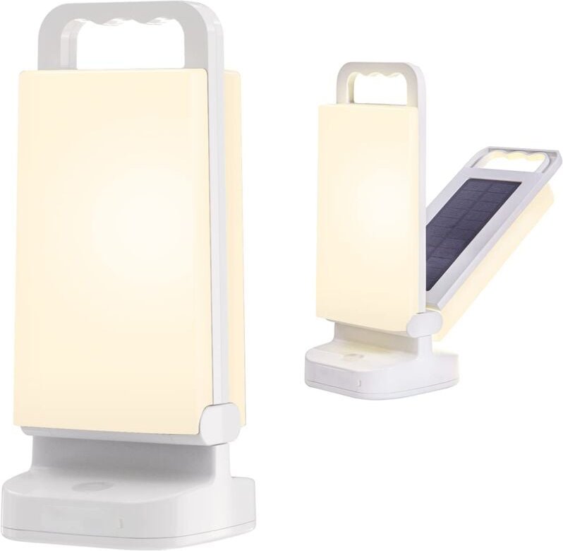 Wiederaufladbare Solar-Campingleuchte, tragbare, helligkeitsverstellbare Campinglaterne, 4400 mAh Backup-Powerbank, IPX4...