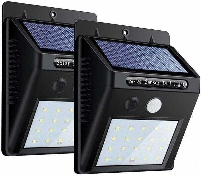 2er-Pack kabellose LED-Solar-Gartenleuchte, 20 LED-Außenbeleuchtung, wasserdichter Bewegungssensor mit drei intelligente...