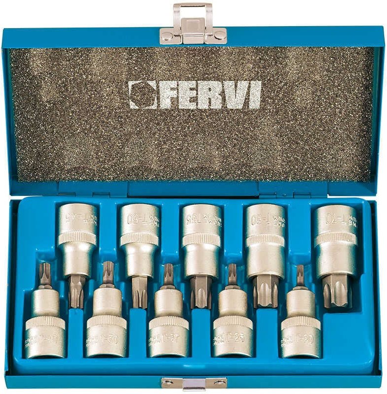 Torx nusskasten 10 tlg T20-T70 NUßKASTENSATZ nuss 1/2' Fervi 0622