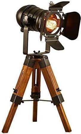 Vintage verstellbare Cinema Tischlampe - nautisch schwarz Retro-Stil Stativ Scheinwerfer Scheinwerfer Holz Stativ Stehle...