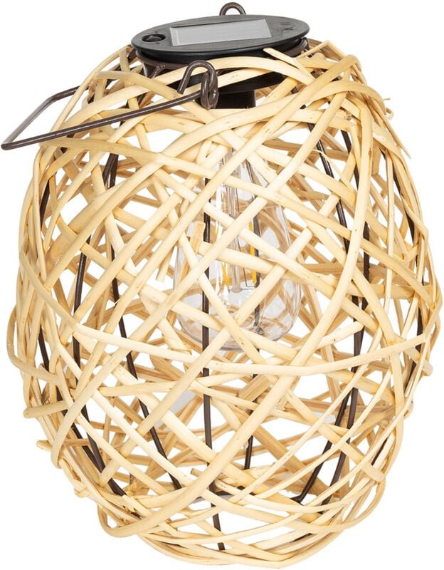 LED-Tischlampe Solar Außen Rattan Baihar Natürlich
