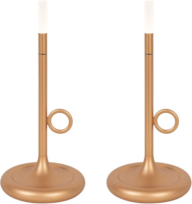 Set mit 2 Outdoor-Tischlampen gold mit Dimmer wiederaufladbar - Sjarel