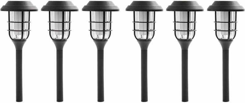 Solarlampe Garten Deko für Außen Erdspiess Solarlampen Flammeneffekt Erdspieß, Kunststoff schwarz, Akku 6-8h, led warmwe...