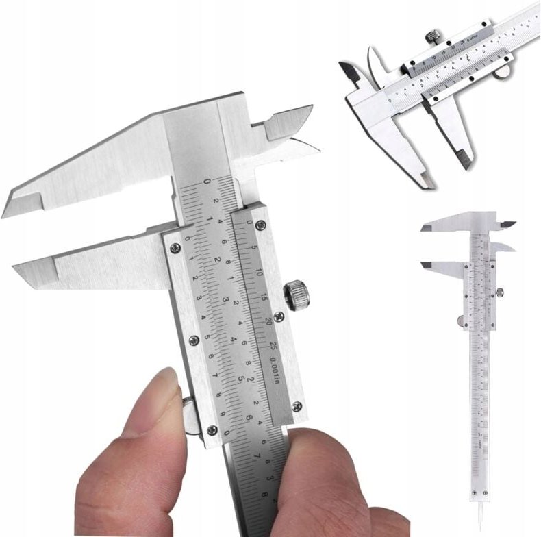 150 mm Edelstahl-Messschieber, Genauigkeit 0,02 mm, Nonius, analog