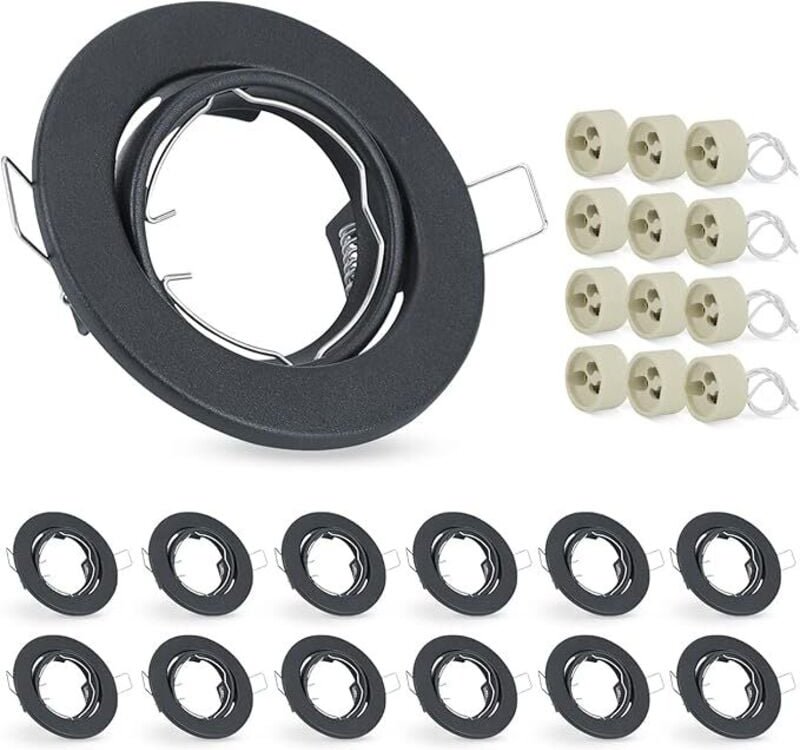 12 led Einbaustrahler GU10 Montagerahmen Einbaustrahler 30° schwenkbar Runde Einbaustrahler inklusive GU10 Sockel Chrom ...