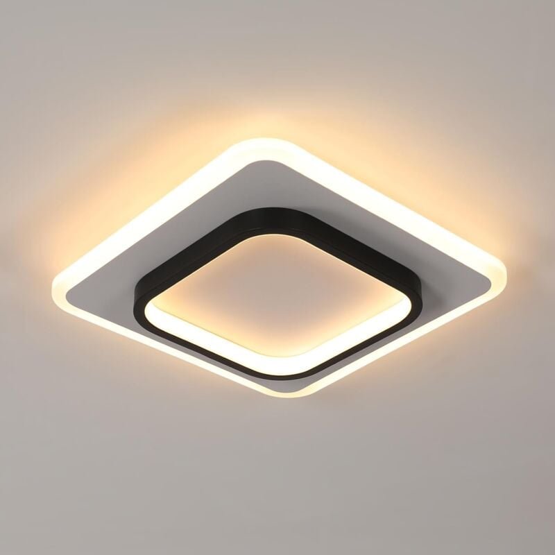 Goeco - LED-Deckenleuchte Quadratisch, 30W 3375LM Moderne Schwarze Deckenlampe, LED-Deckenleuchte Warmweiß 3000K für Sch...