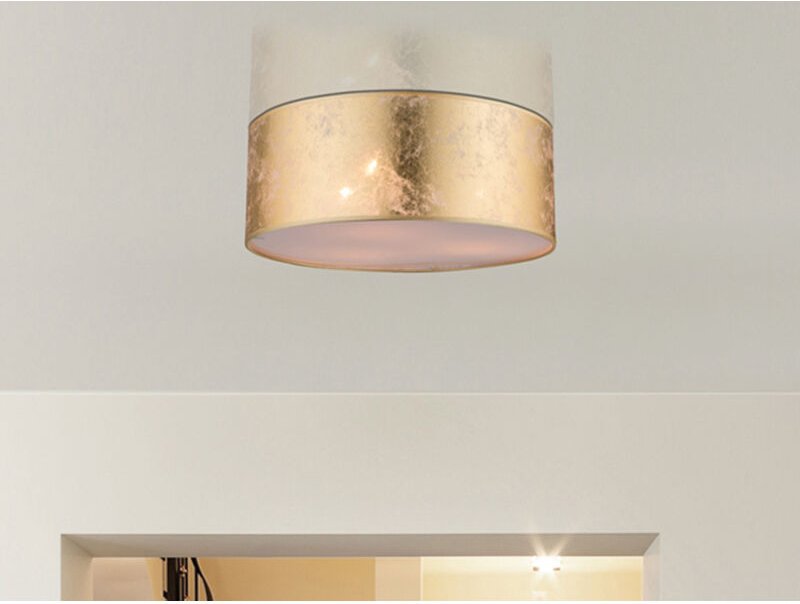 Globo - Deckenleuchte amy mit Stoff Lampenschirm goldfarbig, ø 40cm