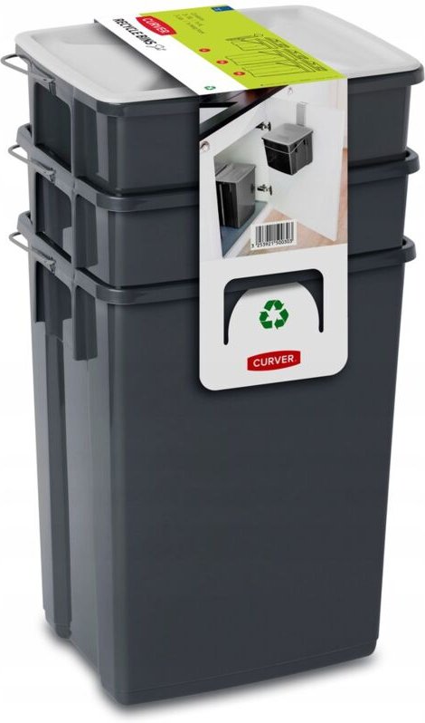 Thumbnail - Abfallsortierbehälter 2 x 10L + 6L, schwarz - Curver