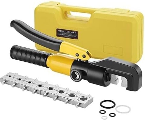 Thumbnail - 10T Hydraulische Crimpzange mit 9 Sechskant-Matrizen, 12 mm Hub, 4 – 70 mm² Crimpwerkzeug-Set zum Crimpen von Kabelschuh...