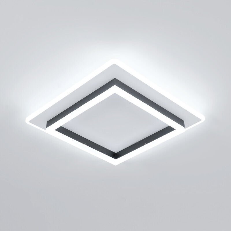 GOECO Moderne quadratische LED-Deckenleuchte, 40 x 40 cm, Weiß und Schwarz, Weißlicht (Neutralweiß 4000 K), für Wohnzimm...
