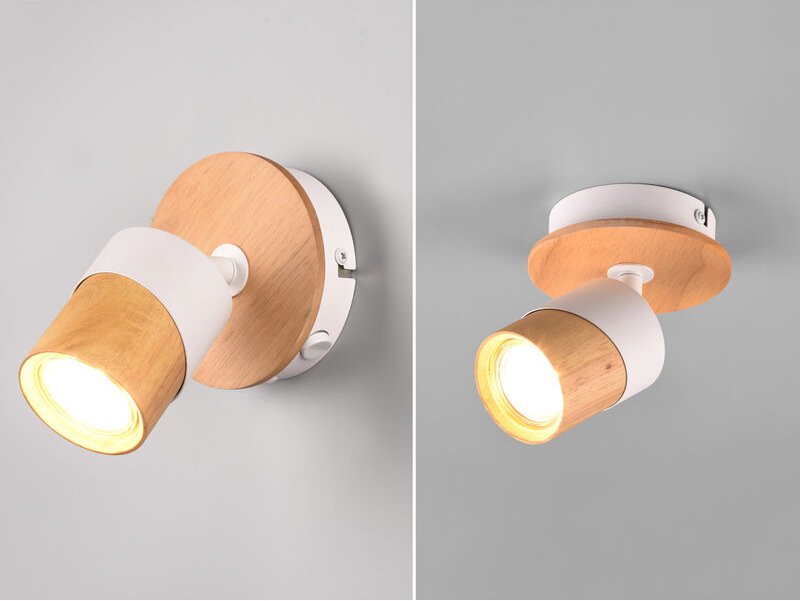 Wandstrahler aruni Naturholz & Metall Weiß, Breite 11cm